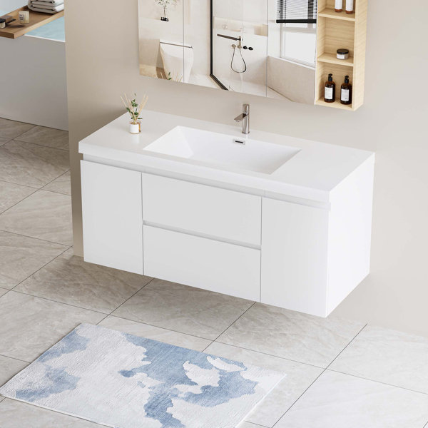 Ebern Designs Floating Bathroom Vanity With Single Sink | Wayfair